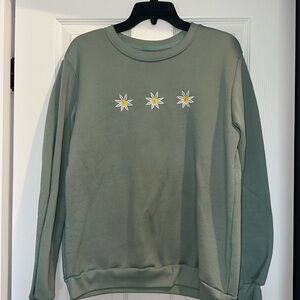 green flower sweatshirt